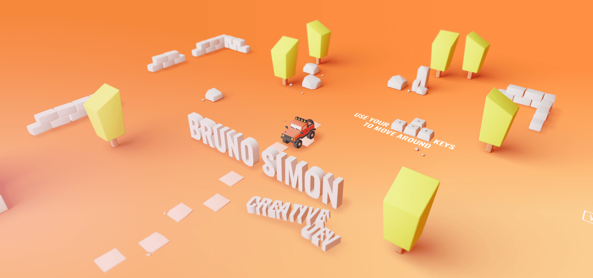 Portfolio de Simon Bruno une petite avec une voiture sur une surface orange