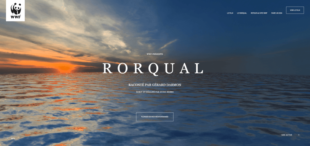 capture d'écran du site Porqual le film avec un fond de la mer avec des nuages ​​dans le ciel